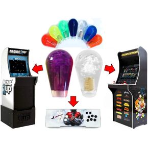 Alvatron Set of 2 Transparent Joystick Bat Top Handles Clear Oval Translucent Ball Tops for Arcade1up, Atgames Legends Ultimate Arcade, Pandora's Box, Mame, Seimitsu, Zippy, JLF Sanwa (Purple/Clear)