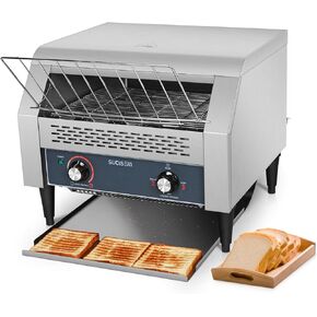 Commercial Conveyor Toaster 450 Slices/Hour Stainless Steel Toaster 2600W Heavy Duty Industrial Toasters Electric Oven with Dual Heating Tube for Bagel Bread Croissant Bakery Restaurant Cafe
