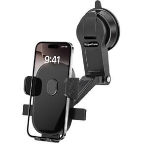360° Adjustable Car Long Arm Universal Phone Holder, Powerful Suction Cup and Stable Clamp Arm for Dashboard Windshield, Compatible with iPhone/Android/Samsung Galaxy and All Smartphones
