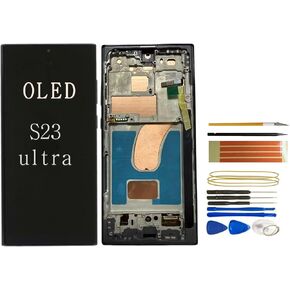OLED Galaxy S23 Ultra Screen Replacement for Samsung Galaxy S23 Ultra 5G (SM-S918 Series) -OLED Display Touch Digitizer Assembly with Frame,Built-in Fingerprint Sensor, Installation Tools (Black)