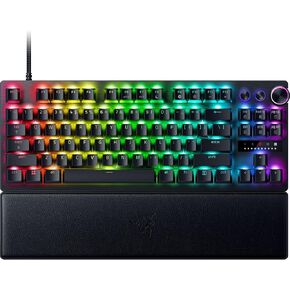 Razer Huntsman V3 Pro TKL Gaming Keyboard: Analog Optical Switches w/Rapid Trigger & Adjustable Actuation - Media Keys & Dial - Doubleshot PBT Keycaps - Aluminum Top Plate - Wrist Rest (Renewed)