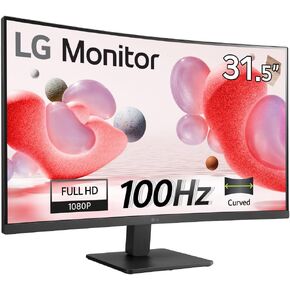 LG 32MR50C (32 Inch) Full HD Curved Monitor (1920 x 1080) with 100Hz, 5ms, VA Panel, AMD FreeSync™, HDMI X 2, VGA, Headphone Out, Tilt, Reader Mode, Flicker Safe, 3-Side Virtually Borderless - Black