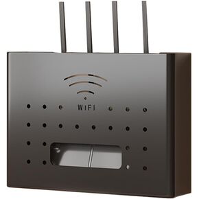 Wall Mounted WiFi Router Storage Box, Living Room Plugs and Cables Hidden Organizer, Metal Router Organizer for Storage Routers, Wires, TV Set-Top Boxes (Black)