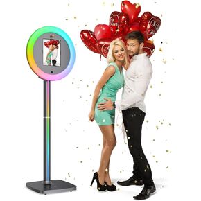 Portable Photo Booth Stand for Any i pad 10.2" 10.9" 11" 12.9",Music Sync, Lightbox, Software APP Control Ring Light, Photobooth Machine Shell Stand for Christmas Wedding Party