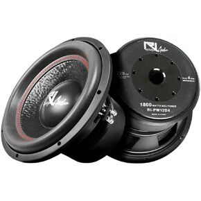 12'' Subwoofer 1800 Watts Max Dual 4 Ohm Power Series RI-PW12D4 2 Pack, Black, (RI-PW12D4-2Pack)