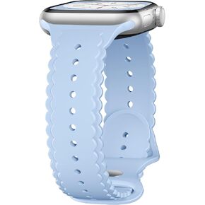 Dirrelo Lace Silicone Band Compatible with Apple Watch Bands Women 40mm 41mm 38mm 44mm 46mm 45mm 42mm 49mm, Soft Solace Wristband Replacement Strap for iWatch Band Series Ultra 10 9 8 SE 7 6 5 4 3 2 1