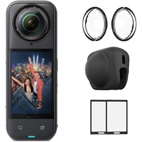 for Insta 360 X5 Camera Mount Case Cover/Tempered Glass Screen Protector/Front and Rear Lens Standard Transparent Protective Covers/Silicone Lens Protector, Silicone & Tempered Glass