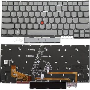 BestParts Backlit Laptop Keyboard Replacement for Lenovo Thinkpad X1 Yoga 6th Gen 2021 Gen 6 Type 20XY 20Y0 US Layout with TrackPoint Gray Without Frame
