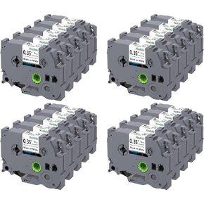 6-Pack Compatible for TZe-221 TZ221 TZe Label Tape 9mm 0.35" Laminated White Tape Compatible with Brother P Touch Label Maker PTD210 PTH220 PTD400 PTD600 PTH110 PT1290 Printer