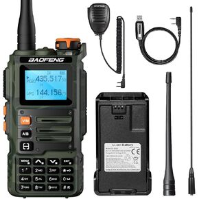 BAOFENG K63 Tri-Band Two Way Radio, UHF/VHF/1.25M Handheld Ham Radio K6, AM FM NOAA Receiver w/ 2600mAh Battery USB-C Port, 999CH, Wireless Freq Copy, Programming Cable, CHIRP Compatible, Coyote Brown