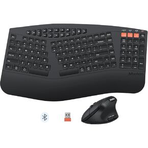 MEETION Wireless Ergonomic Keyboard and Mouse, Multi-Device Bluetooth Keyboard and Mouse, 3 DPI Adjustable Full-Sized Cordless Keyboard and Mouse, for PC/Computer/Laptop/Window, Black