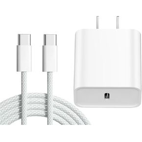 iPhone 16 15 Charger Fast Charging, 2Pack 20W USB C Fast Charger Block with 2Pack Woven 6FT Long Type-C Cable 60W for iPhone 16 Plus/16 Pro/16 Pro Max/iPhone 16E/iPhone 15/15 Pro Max/iPad Pro/AirPods