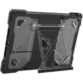 MAXCases Shield Extreme-X2 Case Protects iPad 9/8/7, Provides Unlimited Viewing Angles - Slim Rugged Shock-Absorbing Silicone, Screen Cover, Rigid Back Panel (10.2-inch) (Grey Bumper; Black Bezel)