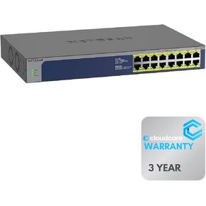 NETGEAR GS516PP 16-Port Gigabit PoE+ Unmanaged Switch | 260W 𝐏𝐨𝐰𝐞𝐫 𝐁𝐮𝐝𝐠𝐞𝐭 | Desktop and Rack-Mountable | Cloud Care's 3-Year Warranty SupportPlus Included