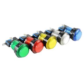 5Pcs 24mm 32mm Round Lit Illuminated Arcade Video Game Push Button 5V/12V Switch LED Light(Green,5PCS_32MM)