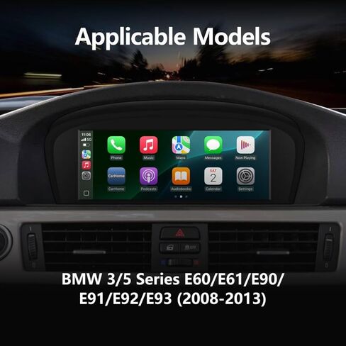 Car Stereo for BMW 3/5 Series CIC System Touchscreen with Wireless CarPlay Android Auto Car Radio Receiver Multimedia iDrive System Retained Retrofit for E60/E61/E90/E91/E92/E93 (2008-2013) in Kuwait