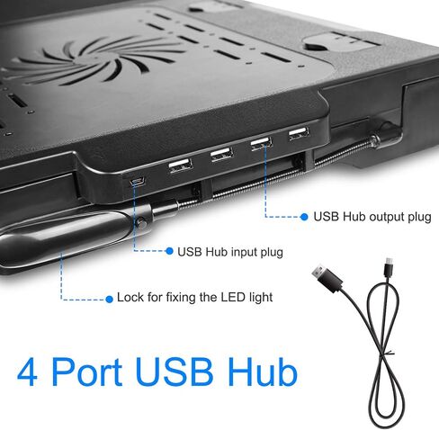 iMountek Laptop Table Bed Notebook Desk-Multi-Functional Laptop Bed Table Tray with Internal Cooling Fan, Laptop Desks with LED Light, 4 USB Ports, Storage, Mouse Pad (black) in Saudi Arabia