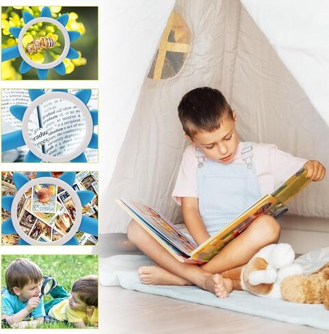 Rongon Kids Magnifying Glass Handheld Reading Magnifier for Children Student 10X Pink Magnifying Lens loupe for Reading Books, Exploring, Stamps, Map, Inspection (Pink) in Saudi Arabia
