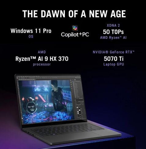 ASUS ROG Zephyrus G14 Latest 2025 AI Gaming Laptop Copilot + PC 14.0" 2.8K OLED 120Hz Display (AMD Ryzen AI 9 HX 370, GeForce RTX 5070 Ti 12GB, 32GB LPDDR5X, 2TB SSD, RGB KB, Win 11 Pro) w/DKZ Hub in Kuwait