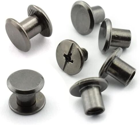 YXQ 50 قطعة برغي شيكاغو 5x8 مم براغي ربط مشقوقة لتجليد الكتب DIY مجموعة استبدال حرفية جلدية، لون ذهبي in Saudi Arabia