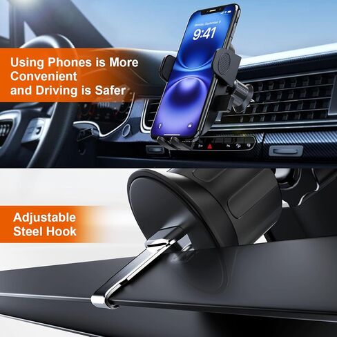 360° Adjustable Car Long Arm Universal Phone Holder, Powerful Suction Cup and Stable Clamp Arm for Dashboard Windshield, Compatible with iPhone/Android/Samsung Galaxy and All Smartphones in Kuwait