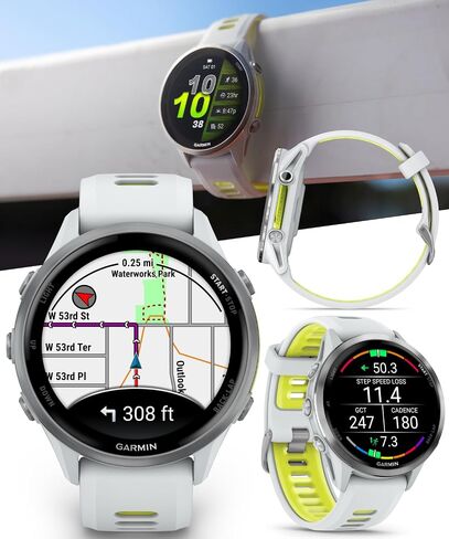 Wearable4U Garmin Forerunner 970 Titanium Smartwatch with Whitestone Case and Whitestone/Translucent Amp Yellow Band, AMOLED Display Power Bank Bundle in Saudi Arabia