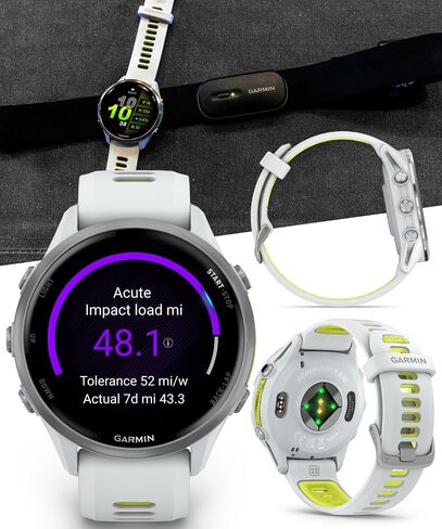 Wearable4U Garmin Forerunner 970 Titanium Smartwatch with Whitestone Case and Whitestone/Translucent Amp Yellow Band, AMOLED Display Power Bank Bundle in Saudi Arabia