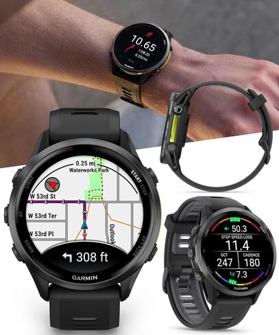 Wearable4U Garmin Forerunner 970 Titanium Smartwatch with Whitestone Case and Whitestone/Translucent Amp Yellow Band, AMOLED Display Power Bank Bundle in Saudi Arabia