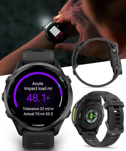 Wearable4U Garmin Forerunner 970 Titanium Smartwatch with Whitestone Case and Whitestone/Translucent Amp Yellow Band, AMOLED Display Power Bank Bundle in Saudi Arabia