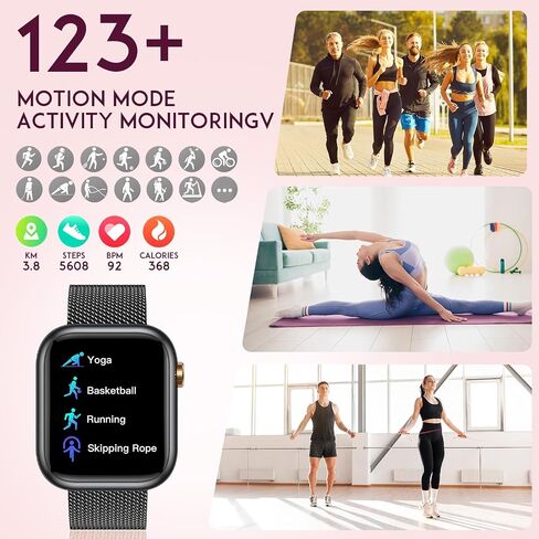 Wather Women Women Wather Watch: Gold Smart Watches for Women ، تجعل الإجابة على Bluetooth Call هواتف Android iPhone متوافق 123+ أوضاع رياضية IP68 in Saudi Arabia