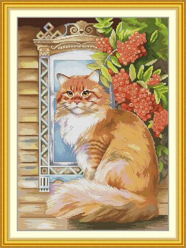 CaptainCrafts Cross Stitch Kits Stamped Preprinted Fabric DMC DIY Art Embroidery Kits for Adults Beginners Gift Home Decor Snowman (Stamped) in Saudi Arabia