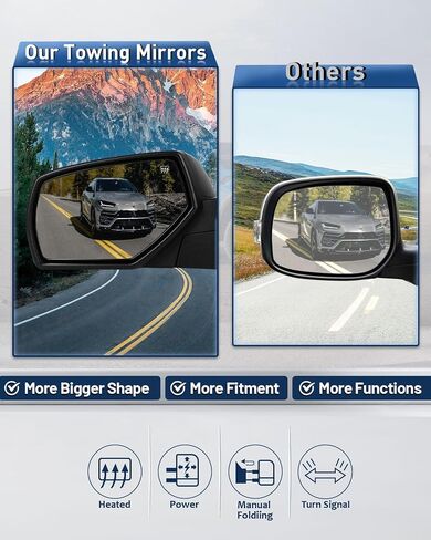 ECCPP مرايا السحب اليدوية تصغير زوج المرايا استبدال زوج مناسب لـ 1999-2006 لـ Chevy لـ Silverado لـ GMC لـ Sierra Driver والركاب التحكم اليدوي الجانبي بدون تسخين وأسود فاتح in Saudi Arabia