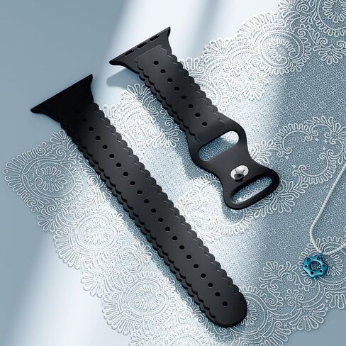 Dirrelo Lace Silicone Band Compatible with Apple Watch Bands Women 40mm 41mm 38mm 44mm 46mm 45mm 42mm 49mm, Soft Solace Wristband Replacement Strap for iWatch Band Series Ultra 10 9 8 SE 7 6 5 4 3 2 1 in Kuwait