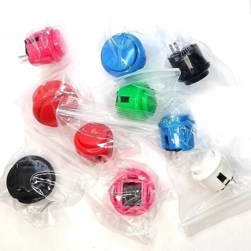 Hohota 10 pack 30mm Game Push Butting Switchs 24mm DIY Pinball Controller Parts (أصفر 30 مم) in Kuwait