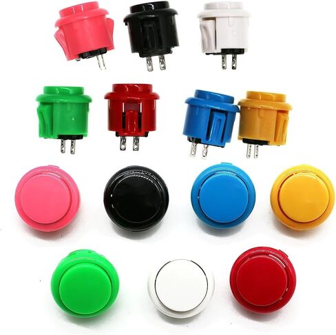 Hohota 10 pack 30mm Game Push Butting Switchs 24mm DIY Pinball Controller Parts (أصفر 30 مم) in Kuwait