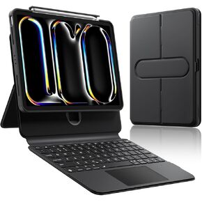Wireless Keyboard Case for iPad Pro12.9-in (1-4 Gen) & iPad Air 13-in.(M3/M2), 360° Rotating Detachable Folio Case w/Touchpad, Backlit Keys, Pencil Holder, Laptop-Style iPad Keyboard, White in Kuwait