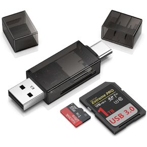 SD Card Reader USB C for Samsung Galaxy S25 Ultra S24 S23 S22 S21 S20 Plus,Dual Slots USB 2.0 Type C to Micro SD Card Adapter Memory Card Reader for Google Pixel 9 Pro 8 7
