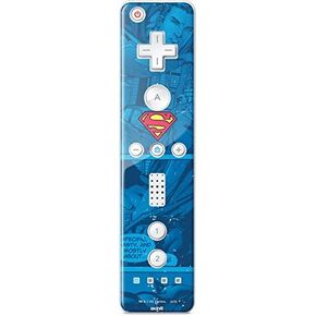 Skinit Decal Gaming Skin Compatible with Wii Remote Controller - Officially Licensed DC Comics Superman Logo Background Pattern Design