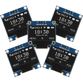 5PCS 0.96 Inch OLED I2C IIC Display Module 12864 128x64 Pixel SSD1306 Mini Self-Luminous OLED Screen Board Compatible with Arduino Raspberry Pi (White)