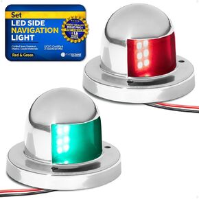 أضواء الملاحة للقوارب الخمسة المحيطات - ضوء القوس LED، أضواء الملاحة للقوارب LED باللون الأحمر والأخضر، أضواء القارب للملاحة الأفقية للتركيب الجانبي، 12 فولت، قواعد USCG 2NM - FO4431-C1