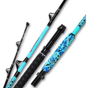 Fiblink Trolling Fishing Rod 1-Piece Saltwater Big Game Rod Offshore Conventional Boat Fishing Pole (5’6", 6’, 7’) (6'6"/2pc/80-120lbs)