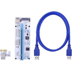100PCS LED VER008S PCI-E Riser Card PCIE 1X to 16X Extender 60CM 100CM USB 3.0 Cable 4Pin 6Pin SATA Power for GPU Miner(0.3M)