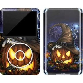 Skinit Decal MP3 Player Skin Compatible with iPod Classic (6th Gen) 80GB - Originally Designed Halloween Cat and Jack O Lantern Pumpkin by Sarah Richter Design