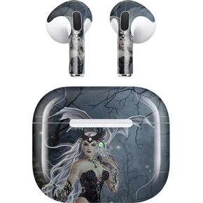 Skinit Decal Audio Skin Compatible with Apple AirPods (3rd Gen, 2021) - Nene Thomas Gothic Queen with Silver Dragon by Nene Thomas Design