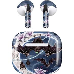 Skinit Decal Audio Skin Compatible with Apple AirPods (3rd Gen, 2021) - Sarah Richter Gothic Moon with Bats and Flowers by Sarah Richter Design