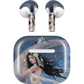 Skinit Decal Audio Skin Compatible with Apple AirPods (3rd Gen, 2021) - Nene Thomas Fairy on Moon with Birds by Nene Thomas Design
