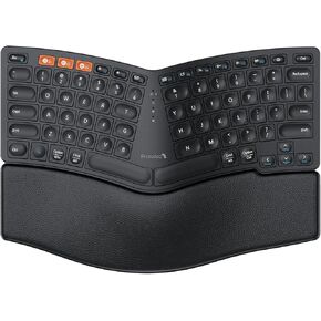 ProtoArc Bluetooth Ergonomic Keyboard, EK04 Mini Compact Wireless Ergo Keyboard with Palm Rest, Split Design, Natural Typing, Bluetooth and USB, Rechargeable, for Windows/Mac - Black