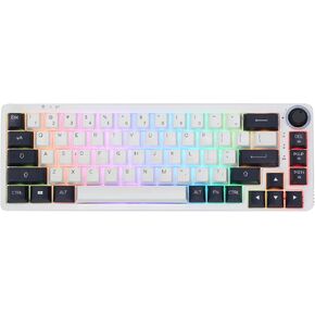 EPOMAKER Theory TH68 Pro 65% 67Keys RGB Hot Swappable Programmable Bluetooth 5.0/2.4Ghz Wireless/USB-C Wired Triple Modes Mechanical Gaming Keyboard with Rotary Knob for Win/Mac(Flamingo Switch)