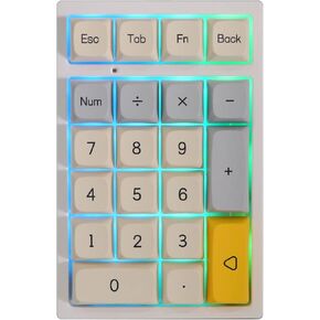 EPOMAKER TH21 21 Keys Hot Swap 2.4Ghz/Bluetooth 5.0/Wired Programmable RGB Mechanical Gaming Numpad with XDA Profile PBT Keycaps for Win/Mac (Geometry Grey, Gateron Pro Yellow)