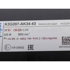 K3G097-AK34-43 26V 325W 3600RPM Coolig Fan